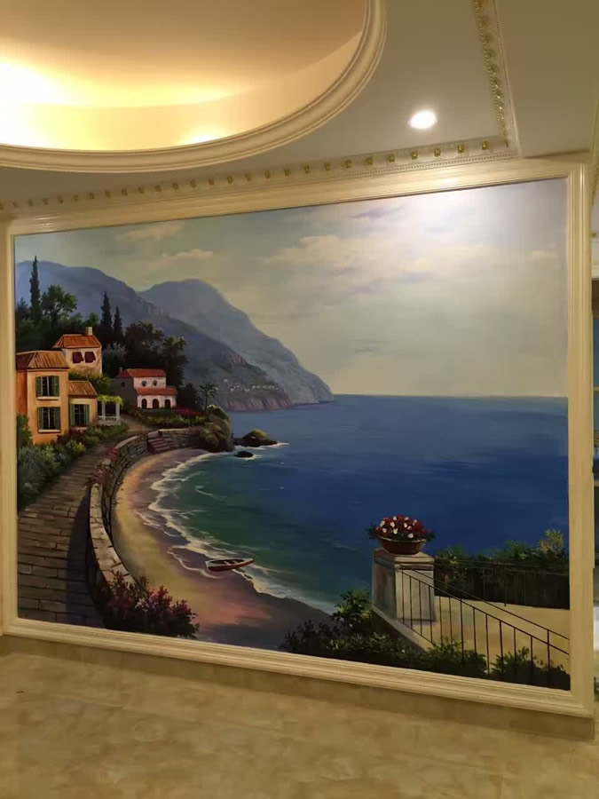 地中海電視背景墻